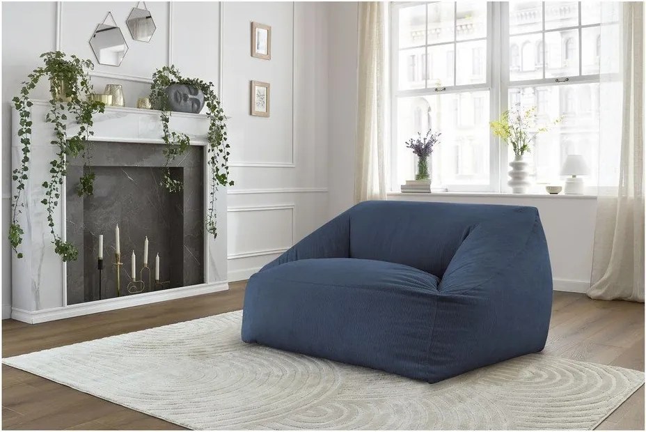 Тъмносин пуф от рипсено кадифе Lilibet – Bobochic Paris