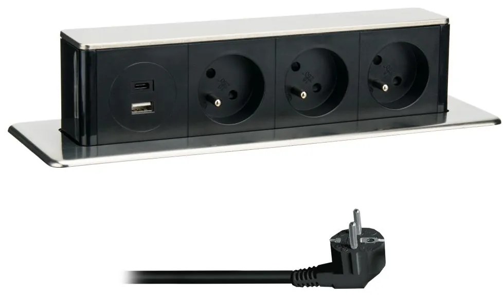 Solight PP126USBC - Колона с контакти за маса 3x230V + USB-A + USB-C