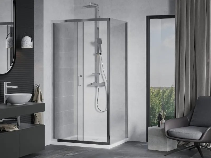 Mexen Apia разтегателна душ кабина 120 x 90 см, прозрачна, хром + тънък