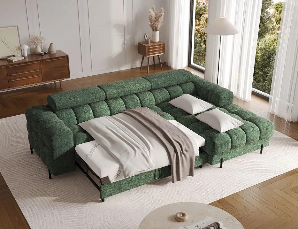 Ъглов диван Freyia-Зелен-Десен