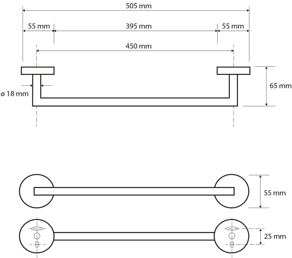 Държач за кърпи от черен месинг X-Round - Sapho