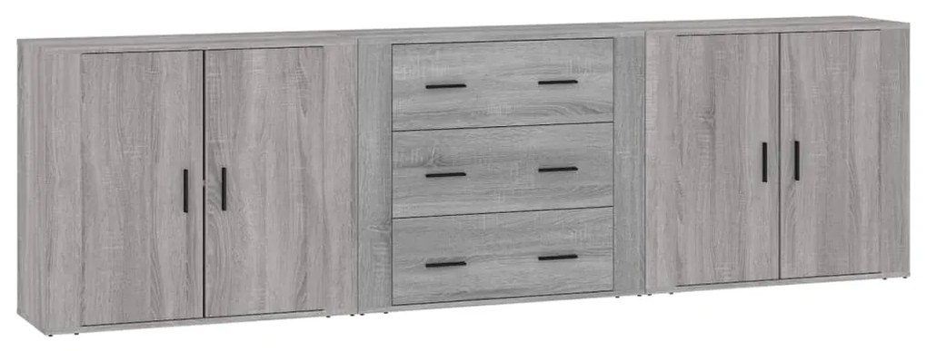3185405 vidaXL Сайдборди, 3 бр, сив сонома, инженерно дърво