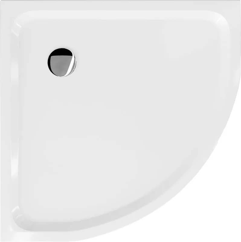 Mexen Flat полукръгъл тънък душ корито 80 x 80 см, бял, хром сифон - 41108080