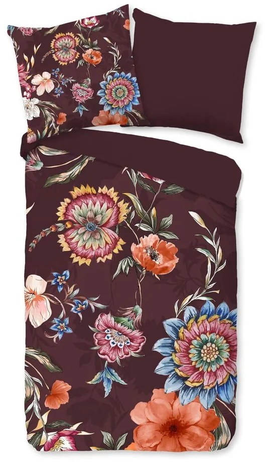 Бордо единично удължено памучно спално бельо 140x220 cm Madelief – Good Morning