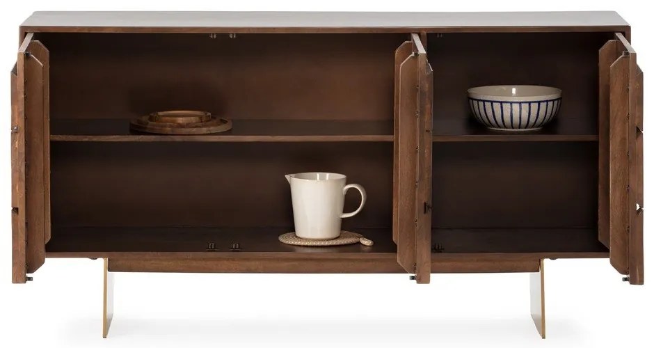 Кафяв скрин от масивно манго 145x76x40 cm Trisha – MOME