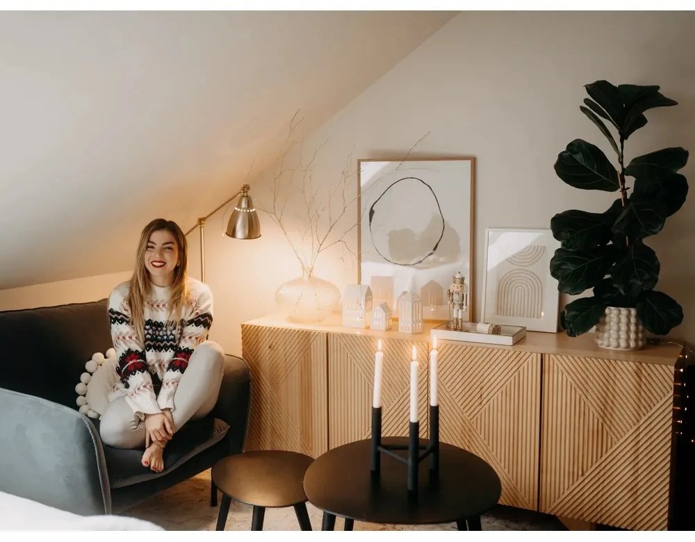 Черен алуминиев свещник, височина 20 cm Deeb - Bloomingville