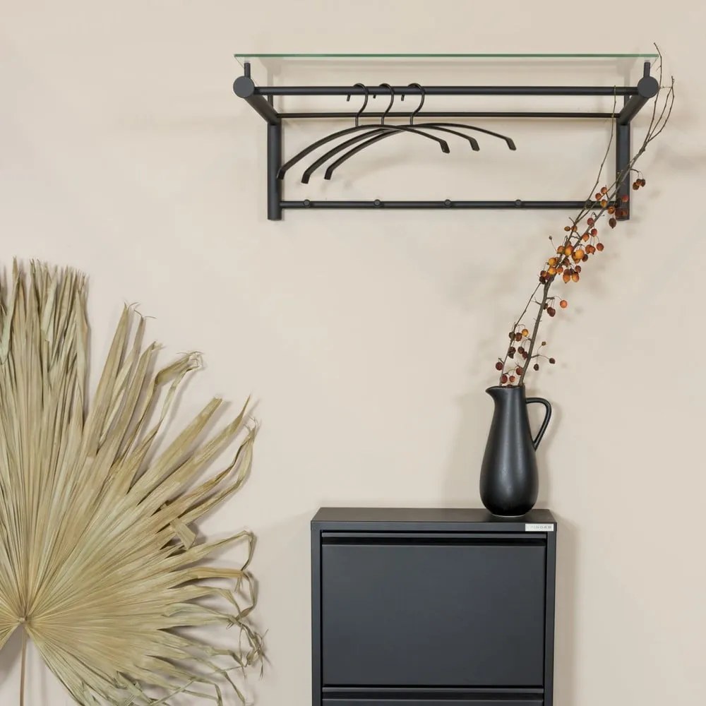 Метална стенна закачалка в сребристо с рафт Suza - Spinder Design