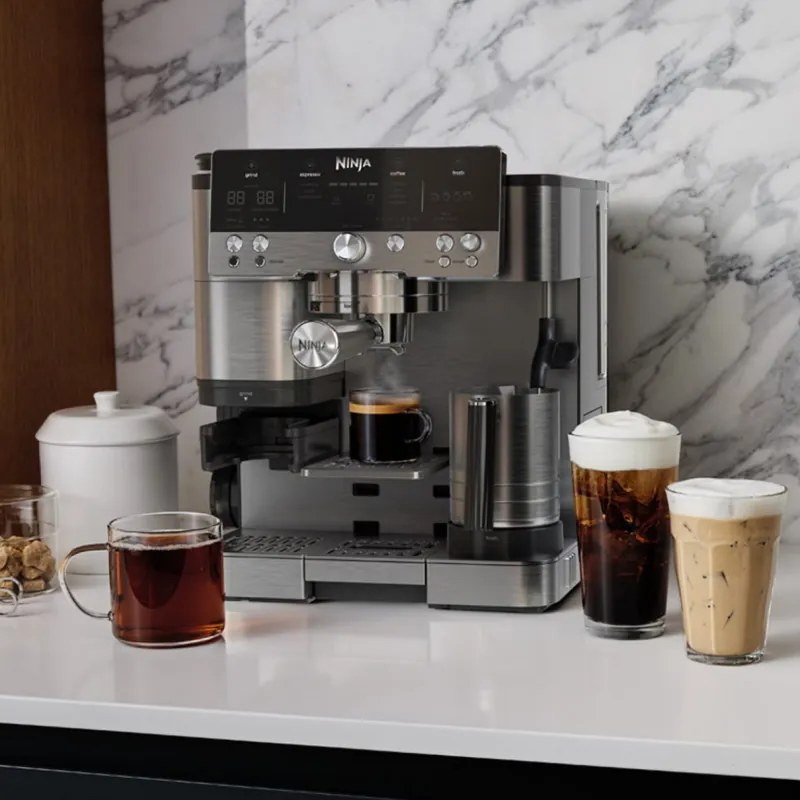 Кафеавтомат 3в1 Ninja Luxe Café Premier ES601, 1650W, 15 bar, 2л, Barista Assist, Безконтактно текстуриране, 4 режима, 3 темп. настройки, Инокс/черен