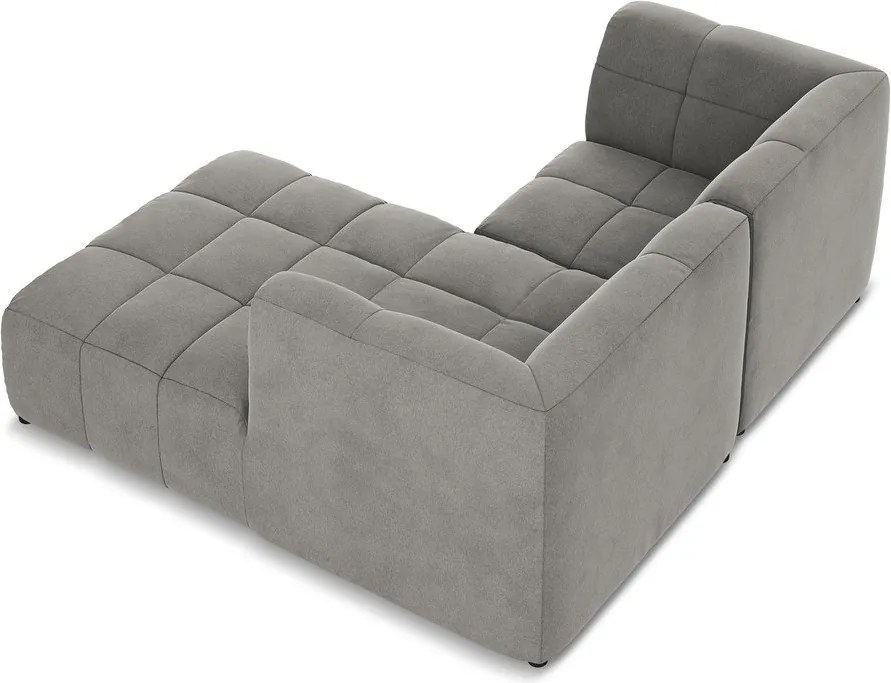 Сив кадифен ъглов диван (десен ъгъл) Aloha – Makamii