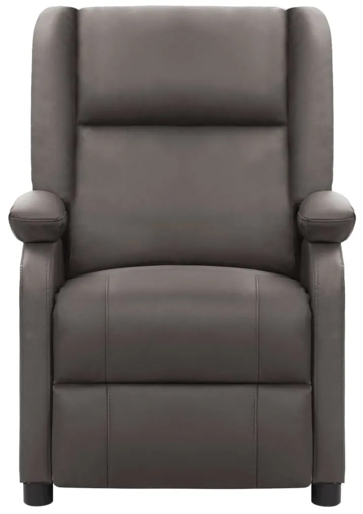 340207 vidaXL Масажен стол, сив, естествена кожа