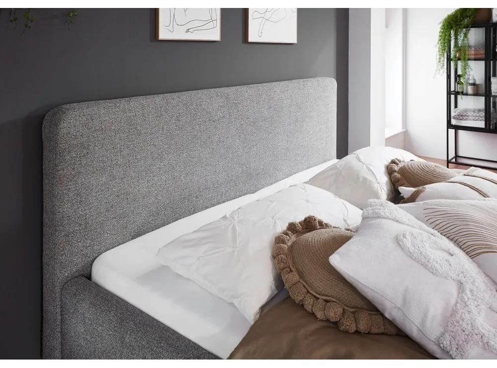 Сиво тапицирано двойно легло с място за съхранение и решетка 160x200 cm Mattis - Meise Möbel
