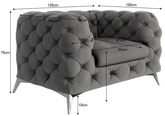 Сиво кадифено кресло Chelsea – Ropez