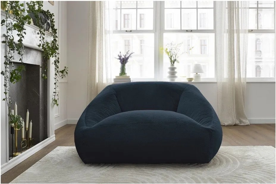 Тъмносин пуф от изкуствен косъм Lilibet – Bobochic Paris