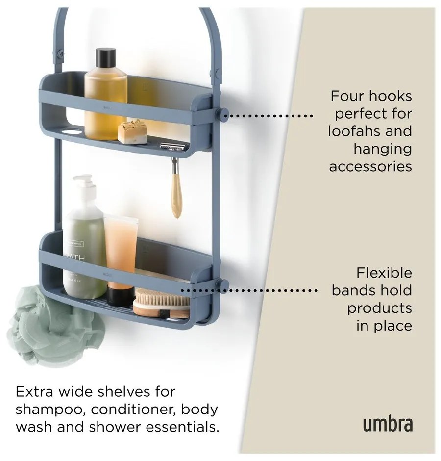 Син висящ пластмасов рафт за баня Flex – Umbra
