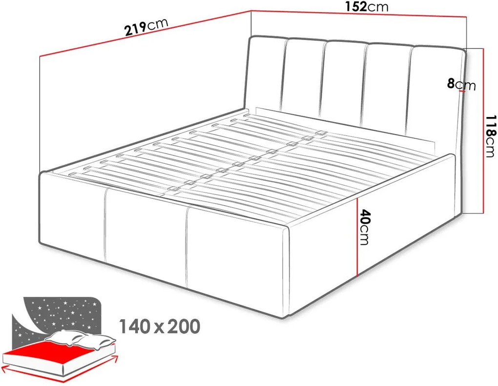 Тапицирано легло Sensi-Зелено-140 x 200