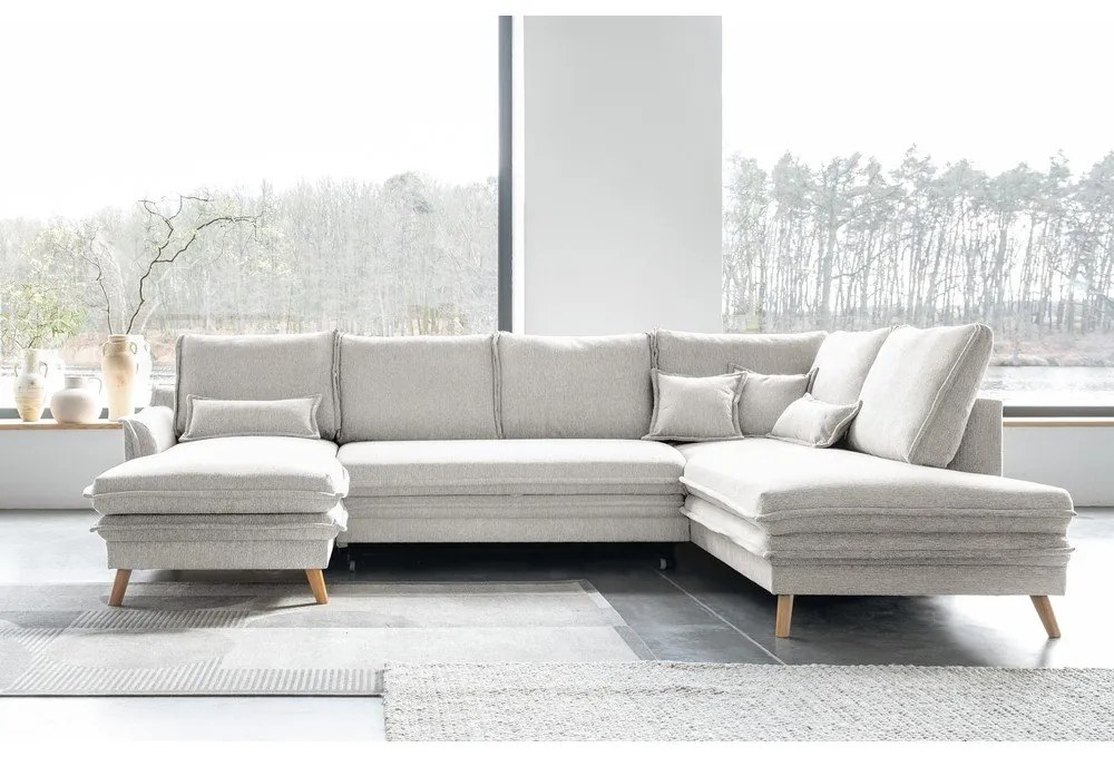 Бежов разтегателен ъглов диван (десен ъгъл/"U" форма) Charming Charlie – Miuform