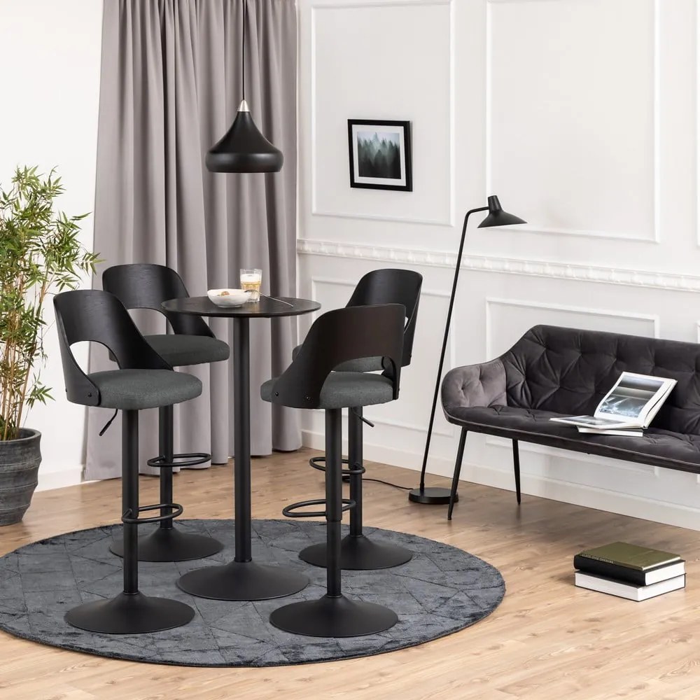 Тъмносиви бар столове в комплект с регулируема височина 2 бр. (височина на седалката 84 cm) Lucy – Actona