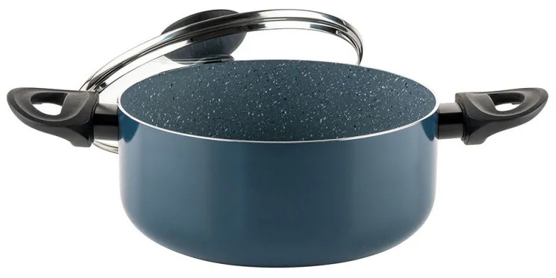 Тенджера Luigi Ferrero Prima FR-2244, 22x9.5 см, 3.1 л, Незалепващо покритие, Стъклен капак с отвор за пара, Индукция, Тъмносин