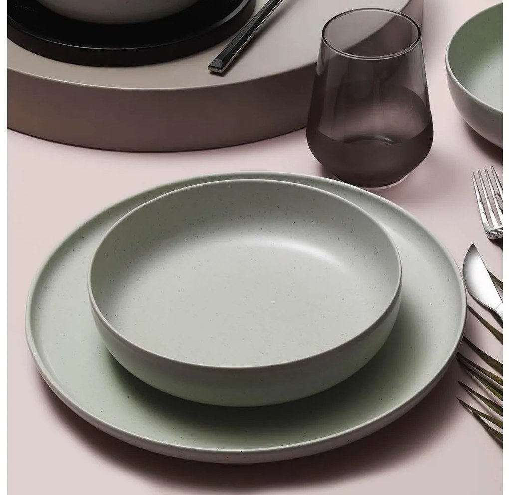 Комплект за хранене, 18 части, зелен/порцелан