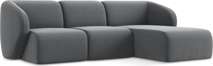 Сив кадифен ъглов диван (десен ъгъл) Lani – Makamii