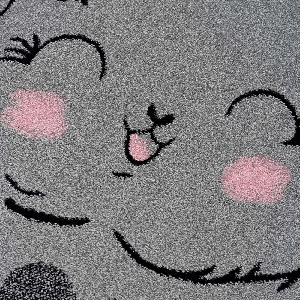 Сив кръгъл детски килим Smiling Bunny Ширина: 120 см