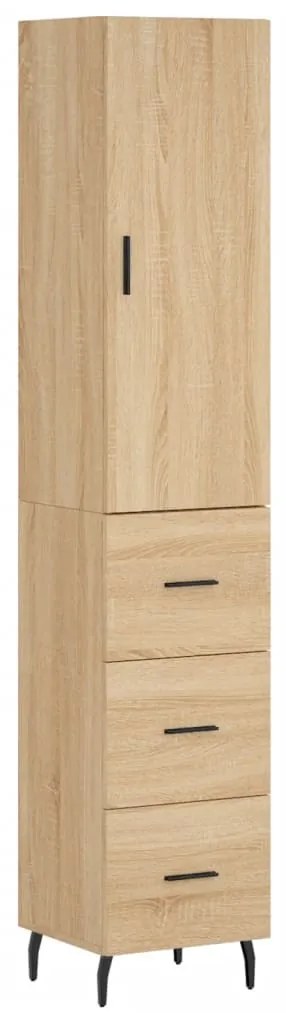3198868 vidaXL Висок шкаф, сонома дъб, 34,5x34x180 см, инженерно дърво