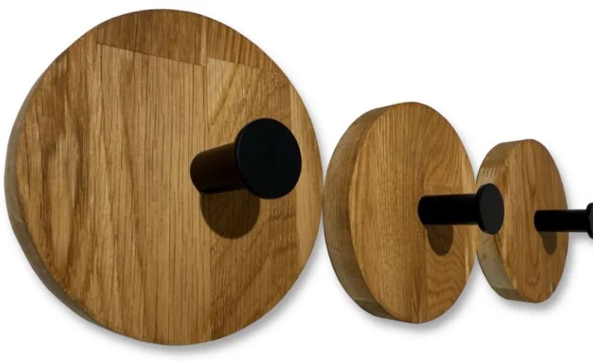 Стенна закачалка от масивна дъбова дървесина - 3 бр. Кръгъл