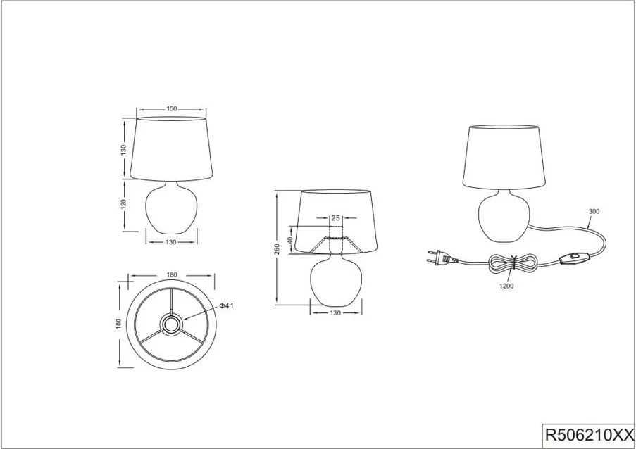 Черна настолна лампа от керамика и плат, височина 26 cm Luxor - Reality