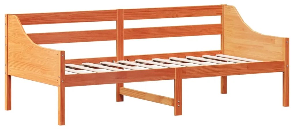 Дневно легло без матрак, восъчнокафяв, 90x200 см, бор масив