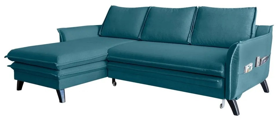 Тюркоазен ъглов разтегателен диван, ляв ъгъл Charming Charlie - Miuform