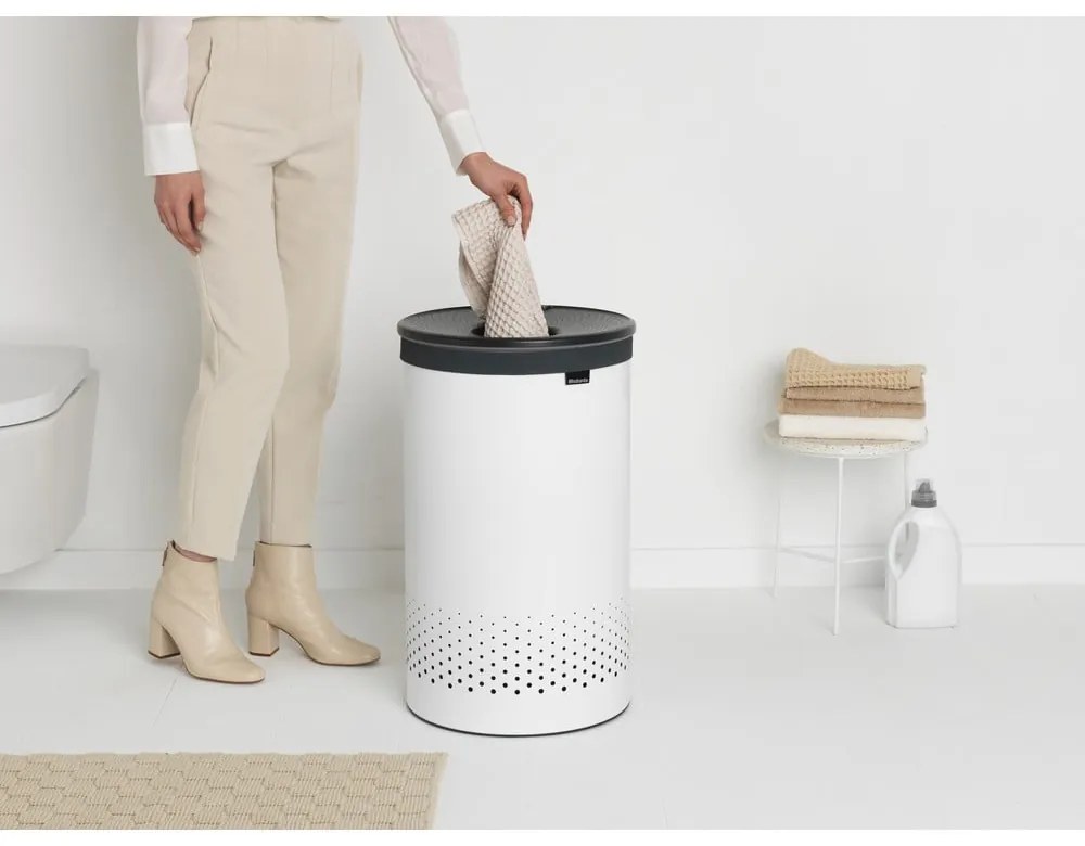 Бял метален кош за пране 60 l – Brabantia
