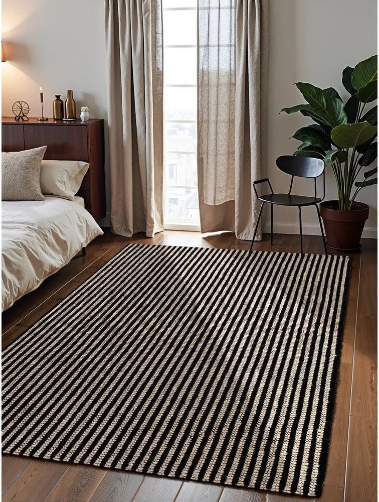 Черен ръчно изработен ютен килим 160x230 cm Harvest Ebony – Elle Decoration