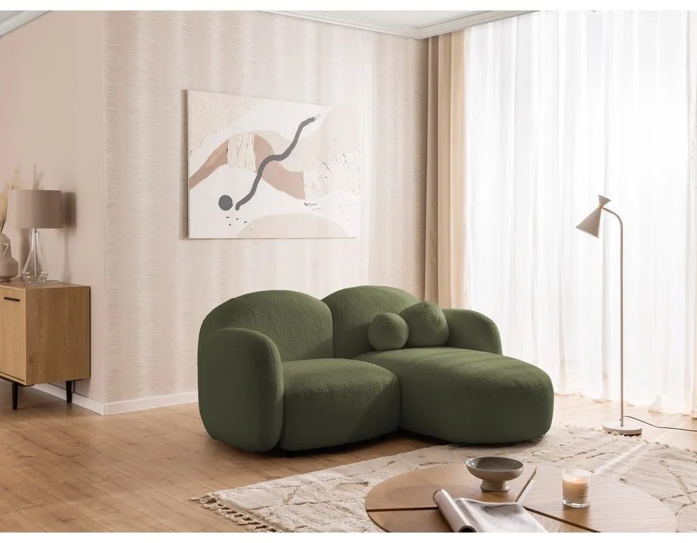 Зелен ъглов диван от букле (десен ъгъл) Orbit – Ropez