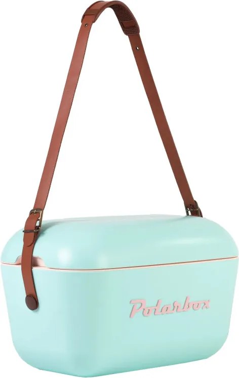 Хладилна чанта Polarbox Classic, 20 литра, AIRPOP полистирол, 5-15C до 24 часа, Класическа кожена каишка, Син/Розов