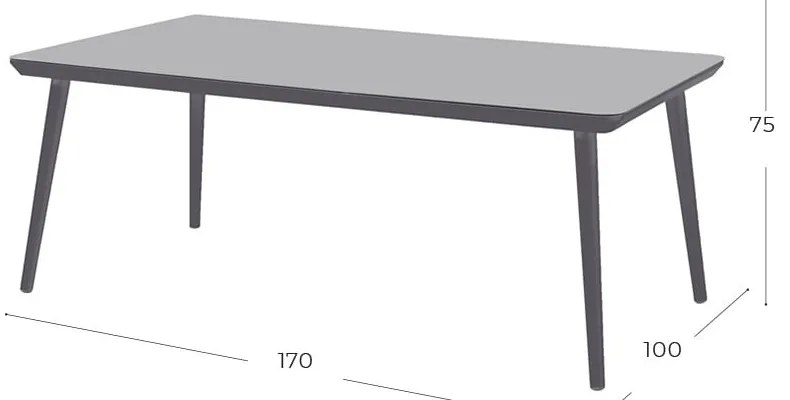 Сива градинска маса за хранене 170x100 cm Sophie - Hartman