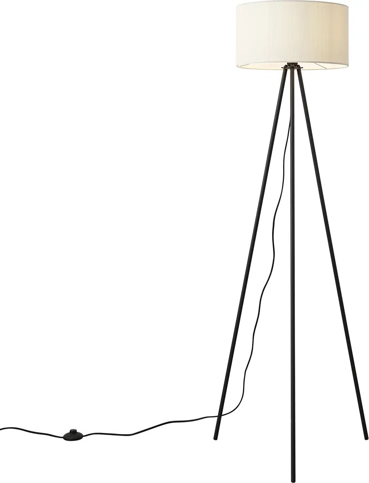 Модерна подова лампа бяла с кадифен абажур - Luz