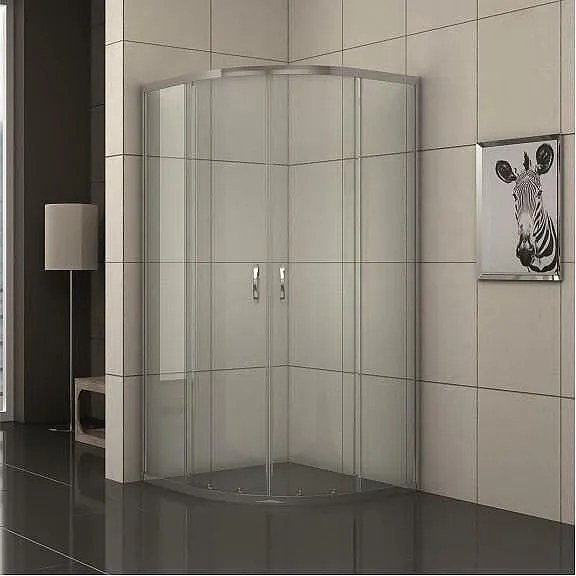 Обикновена душ кабина ICS 285 TS NEW 80*80 EASY ASSEMBLE Inter Ceramic, 80x80x180см, 4мм, прозрачно калено стъкло, овална, с две плъзгащи се врати