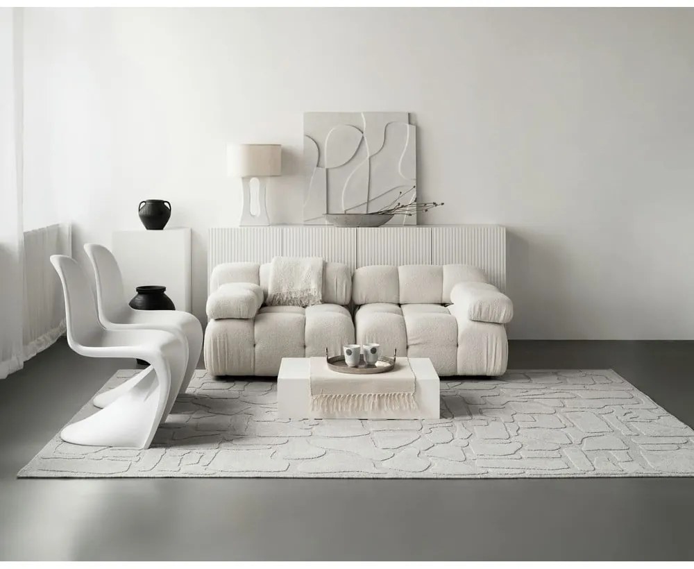 Светлосив вълнен килим 200x300 cm Morphic Dunes – Agnella