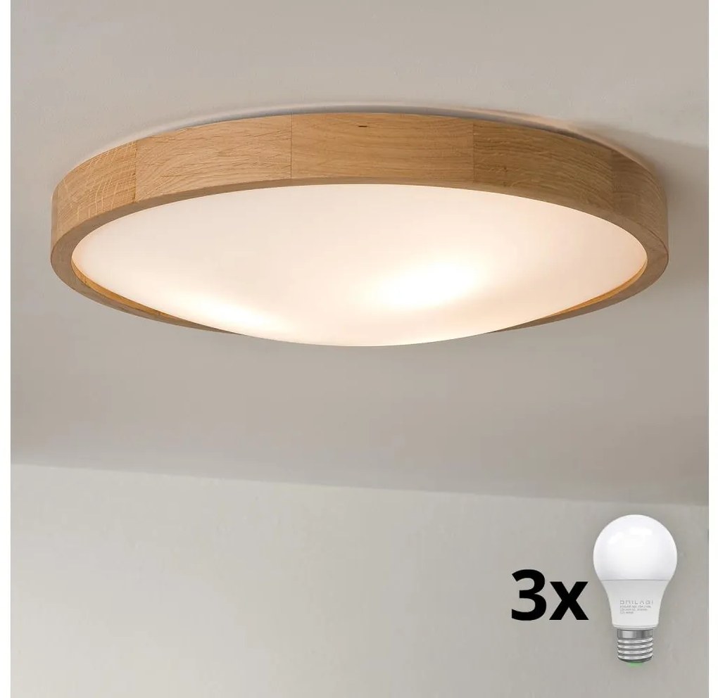 Brilagi - LED таванно осветително CARVALHO SLIM 3xE27/60W/230V дъб Ø47 см