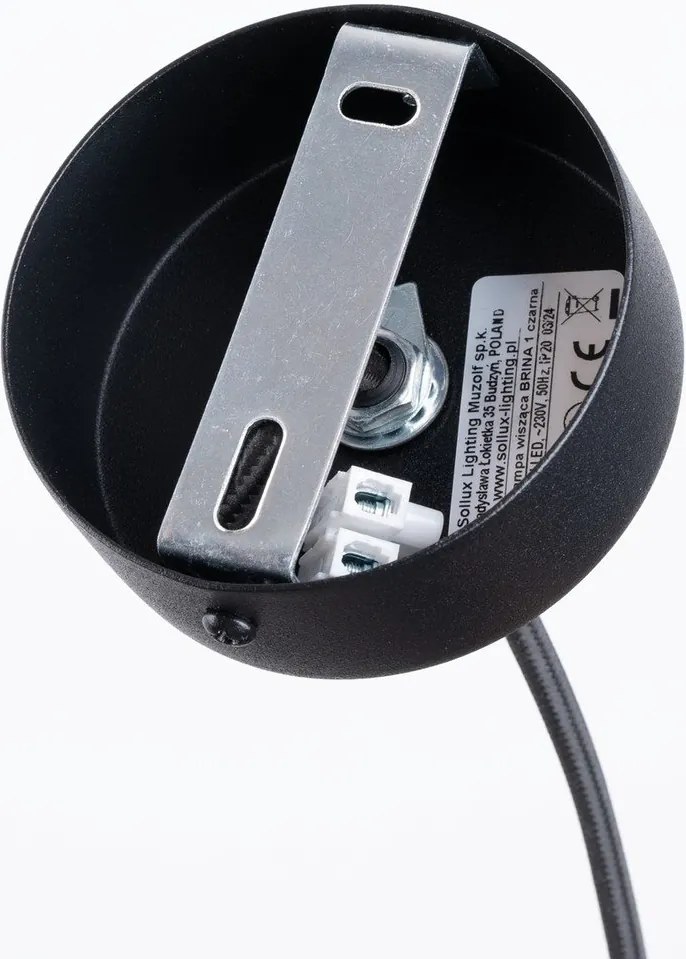 Бяло/черно висящо осветително тяло със стъклен абажур Belinda – Sollux