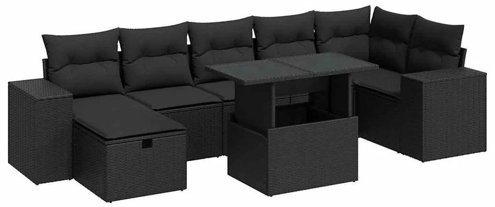 3327945 vidaXL Градински комплект с възглавници, 5 части, черен полиратан