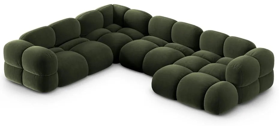 Зелен кадифен ъглов диван (ляв ъгъл/U форма) Loretto – Cosmopolitan Design