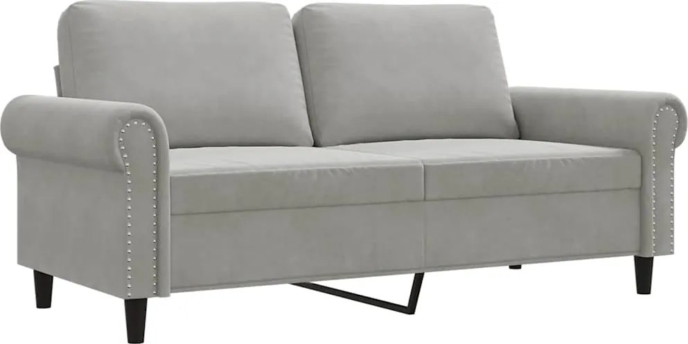 359529 vidaXL 2-местен диван, светлосив, 140 см, кадифе