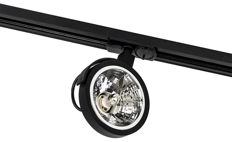 Релсова система с 5 прожектора черна 1-фазен - Go