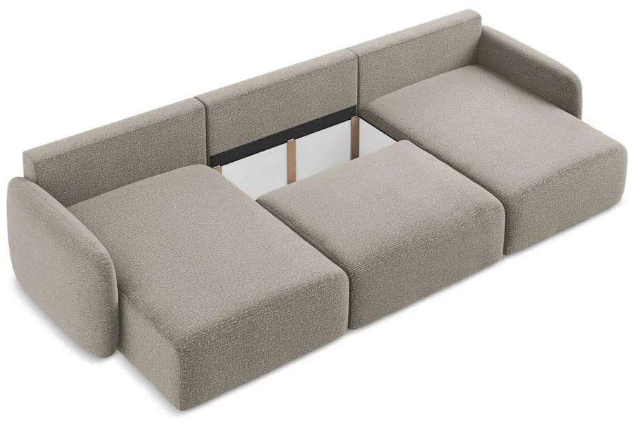 Бежов разтегателен ъглов диван с място за съхранение Kalena – Makamii