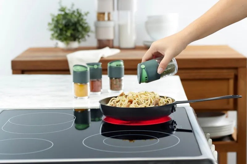 Бурканче за подправки Lekue 1009487, 80 мл, Ø5.2x9.2 см, Стъкло, +4°C / +80°C, Сив