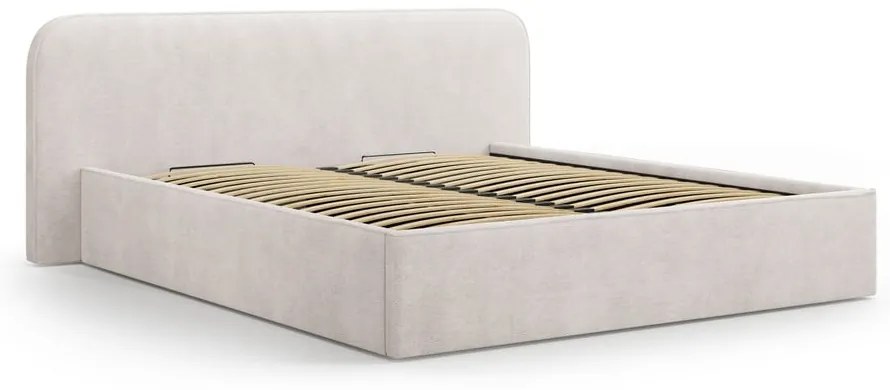 Бяло двойно тапицирано легло с място за съхранение с включена подматрачна рамка 180x200 cm Elizabeth – Micadoni