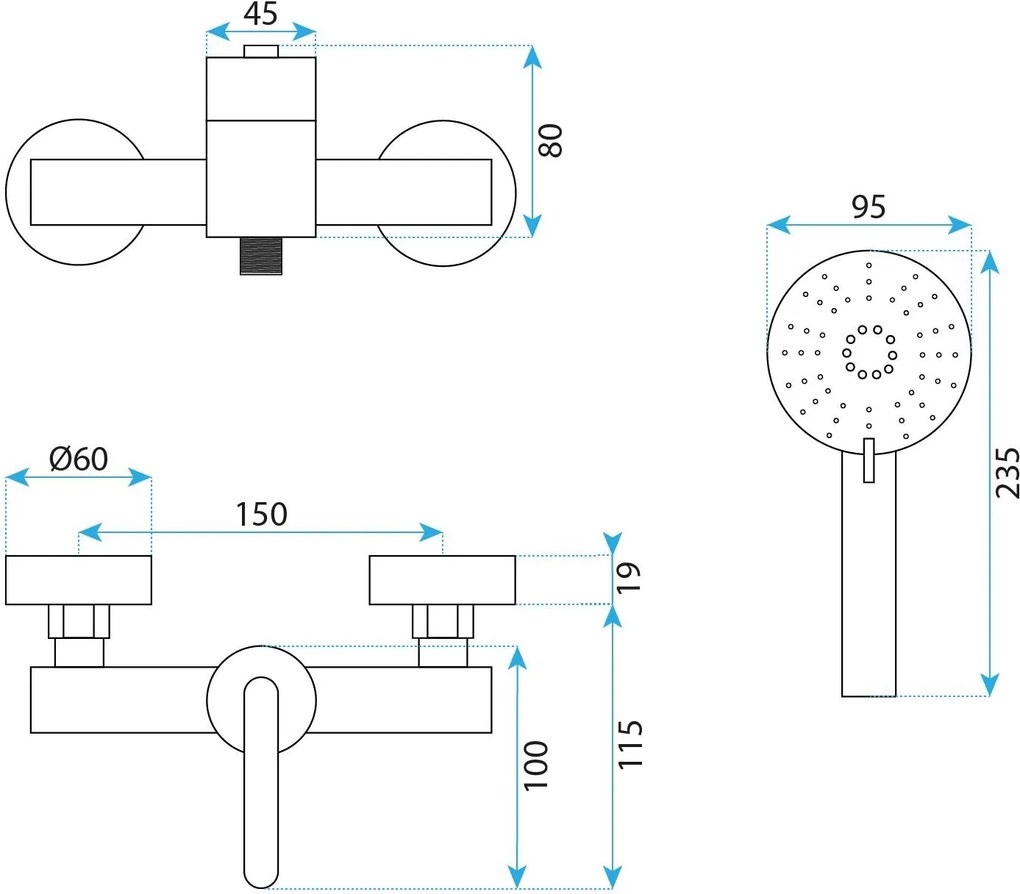 Смесител за душ Rea Ontario  BRUSH GOLD