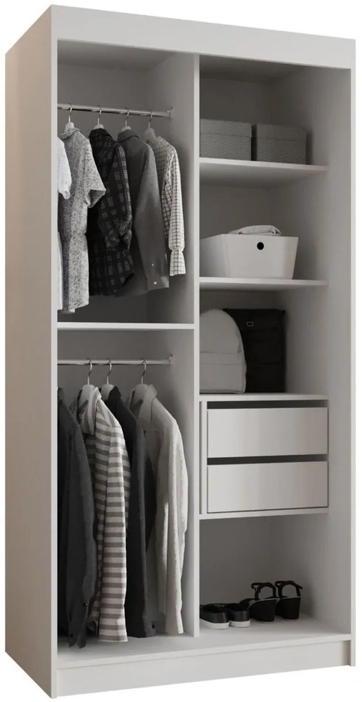 Гардероб Selfie 100 плъзгащ-Бяло-Дължина: 100 см