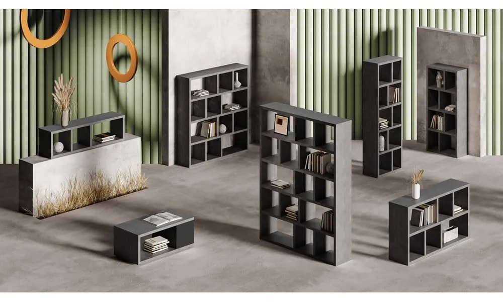 Сива библиотека от декор от бетон 70x159 cm Berlin – TemaHome